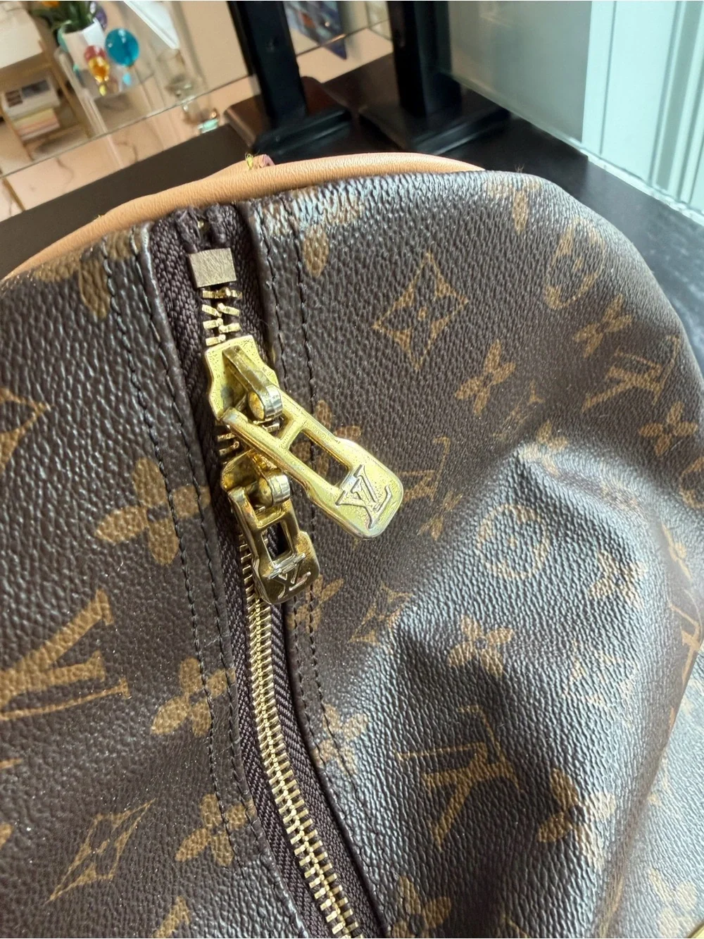 Louis Vuitton LV Brown Monogram Logo Keepall Travel Duffel, Vachetta Trim ✈️🧳